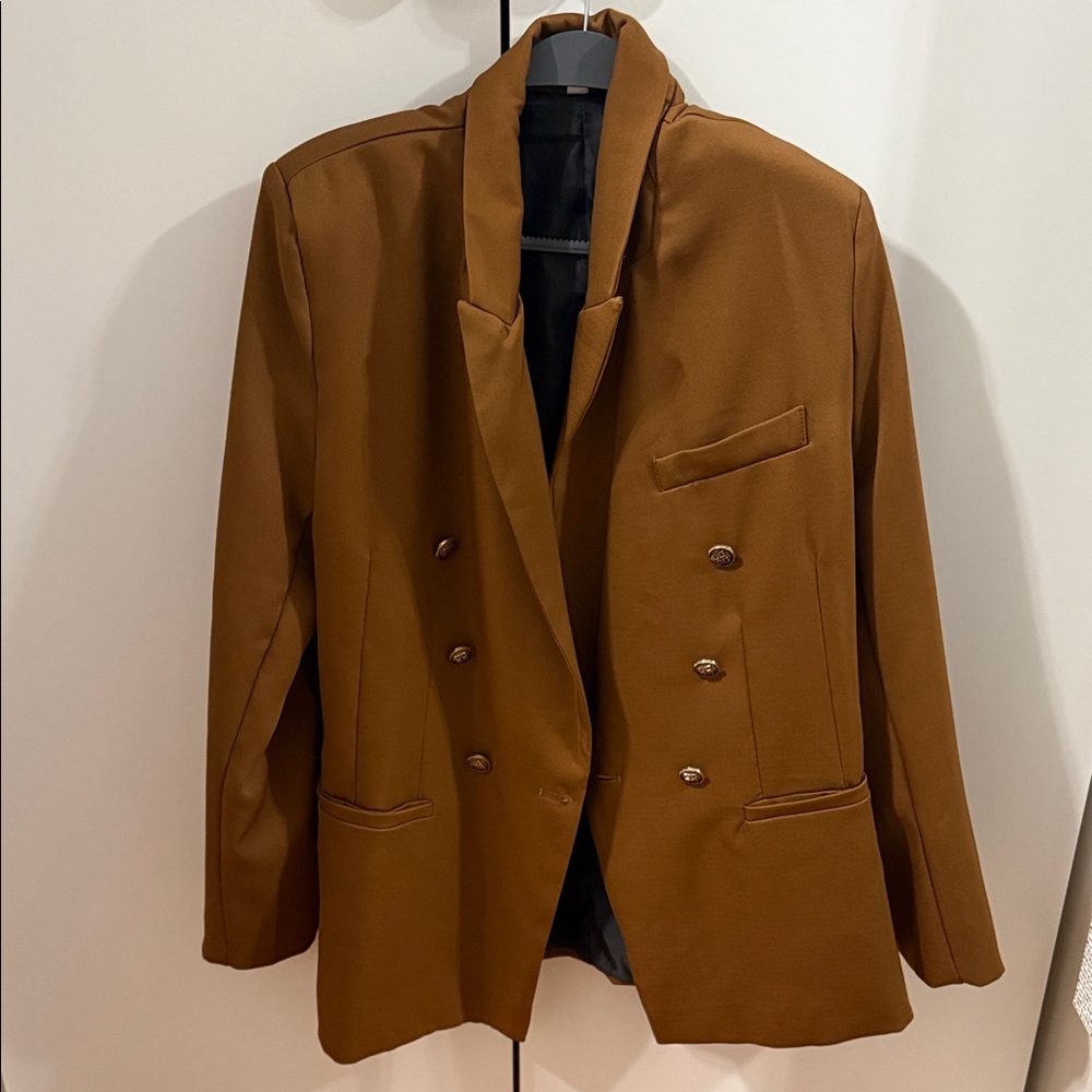 Brown Double-Breasted Blazer